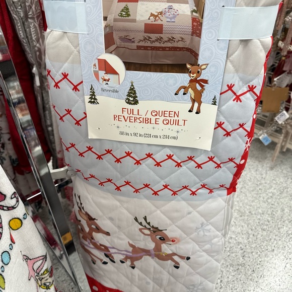 Festive Rudolph the red nosed reindeer Reindeer Reversible Quilt - Full/Queen